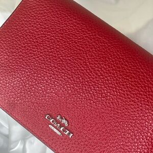 Coach Textured Red Leather Clutch